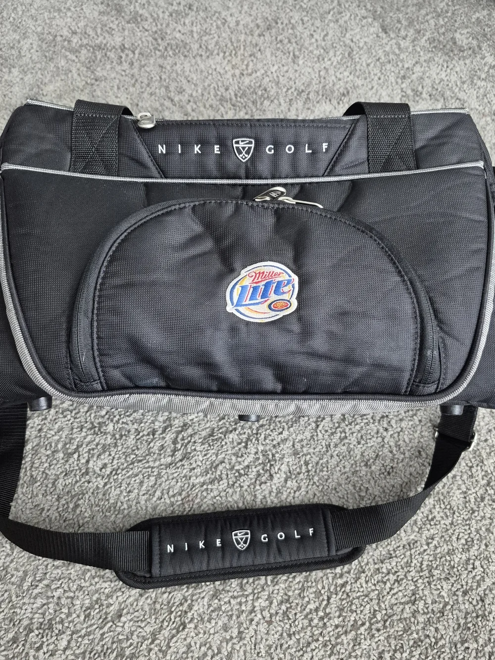 Nike Golf Miller Lite Vintage Duffle Bag Black Travel Gym Luggage Shoulder Strap